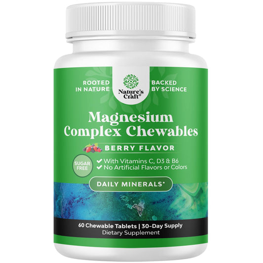 Sugar-free magnesium glycinate chewable 200mg tablet close-up