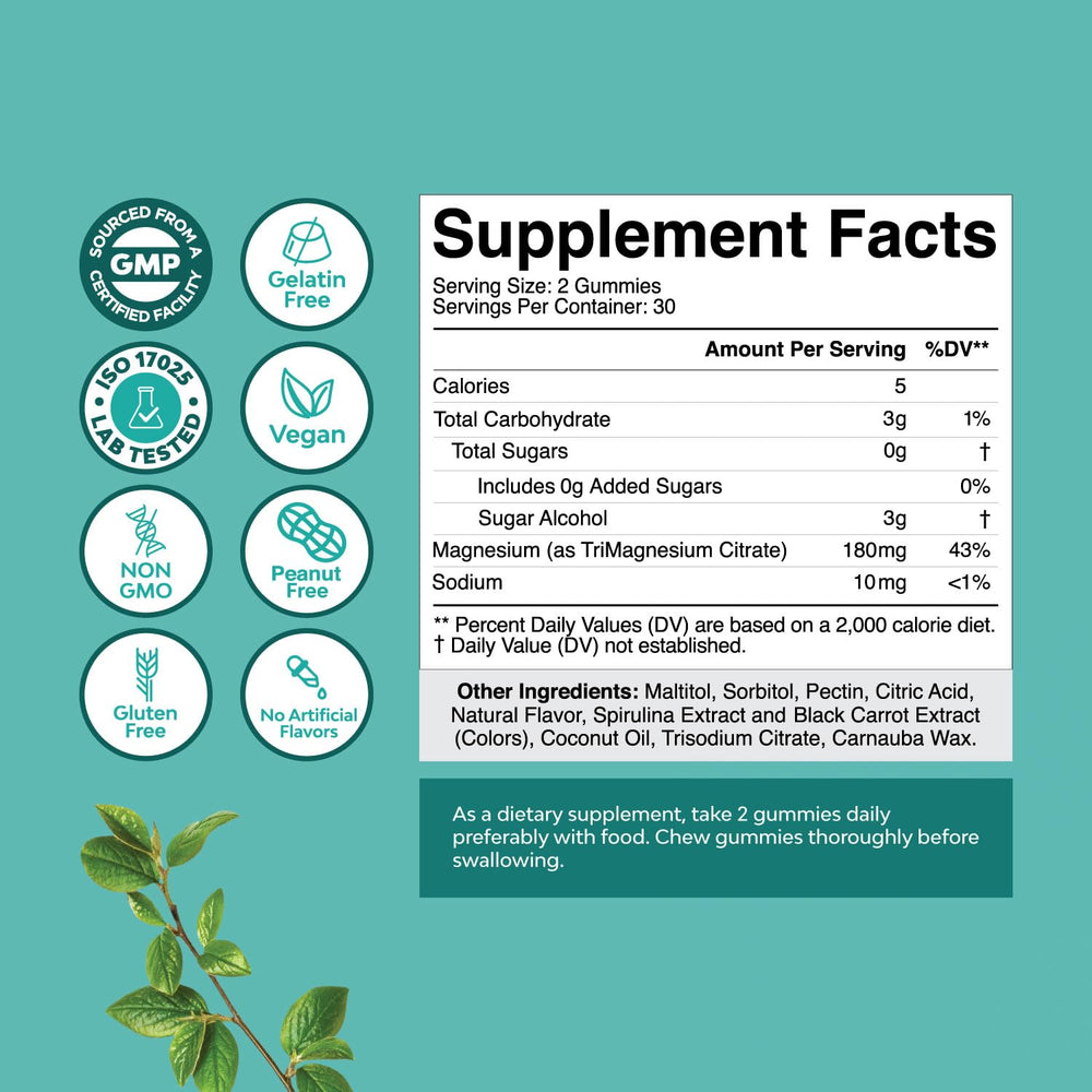 Close-up of sugar-free magnesium gummy with berry flavor