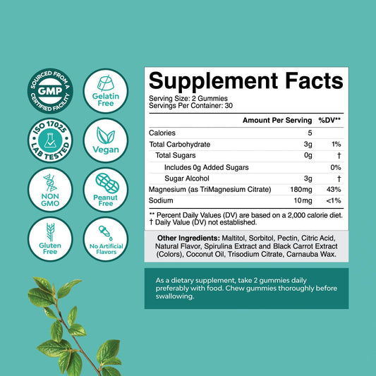 Close-up of sugar-free magnesium gummy with berry flavor