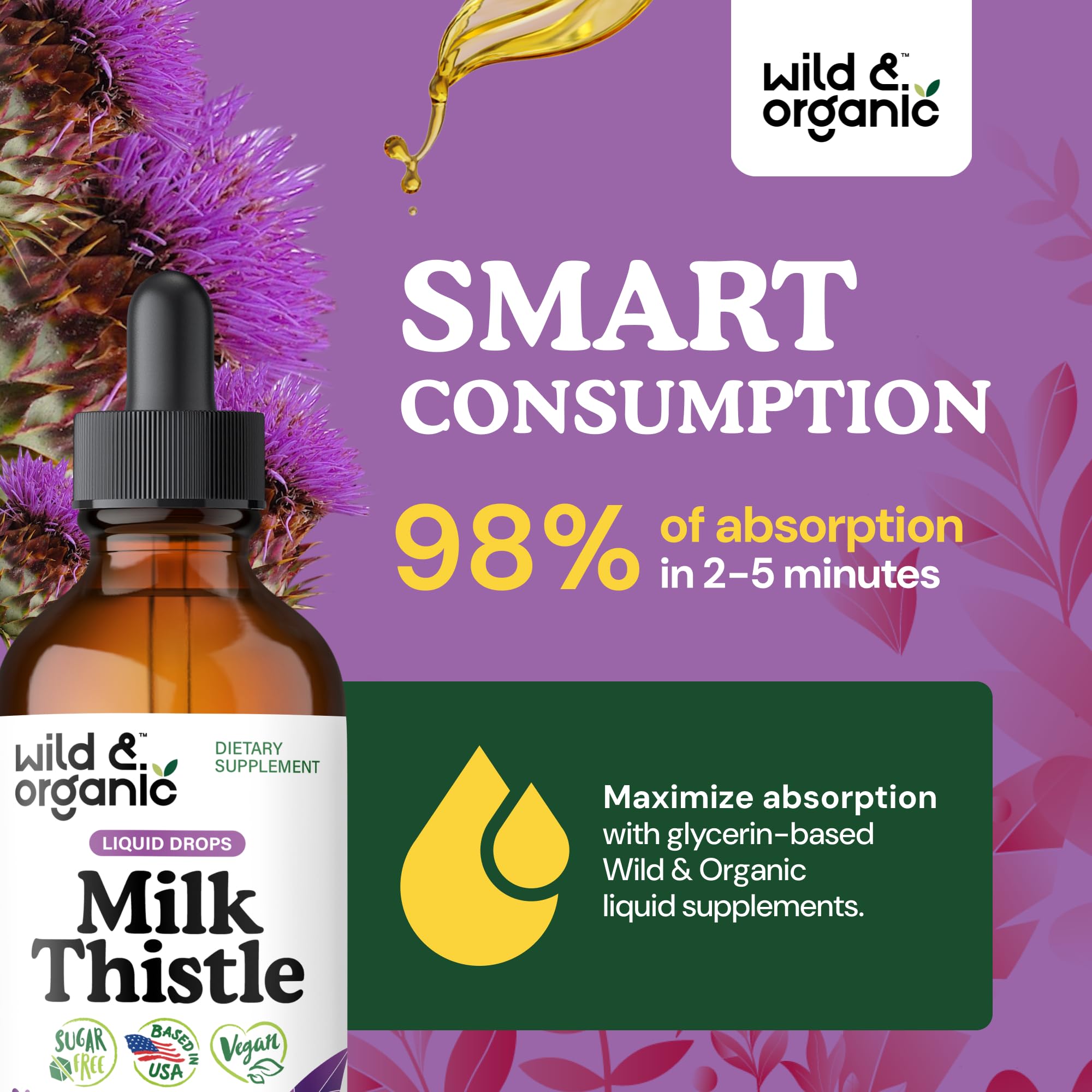 Milk thistle drops with naturally sweet glycerin flavor (sugar-free)