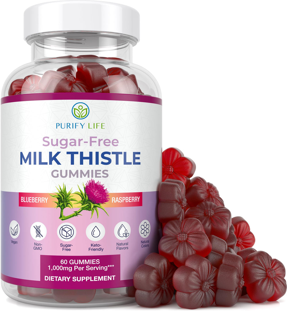Sugar-Free Milk Thistle Gummies in Blueberry-Raspberry flavor