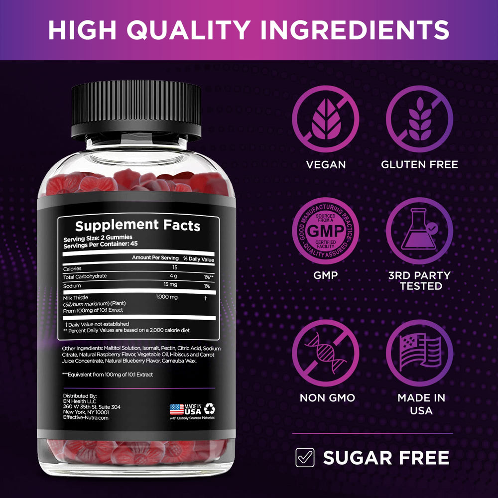 Sugar-free milk thistle gummies ingredients label