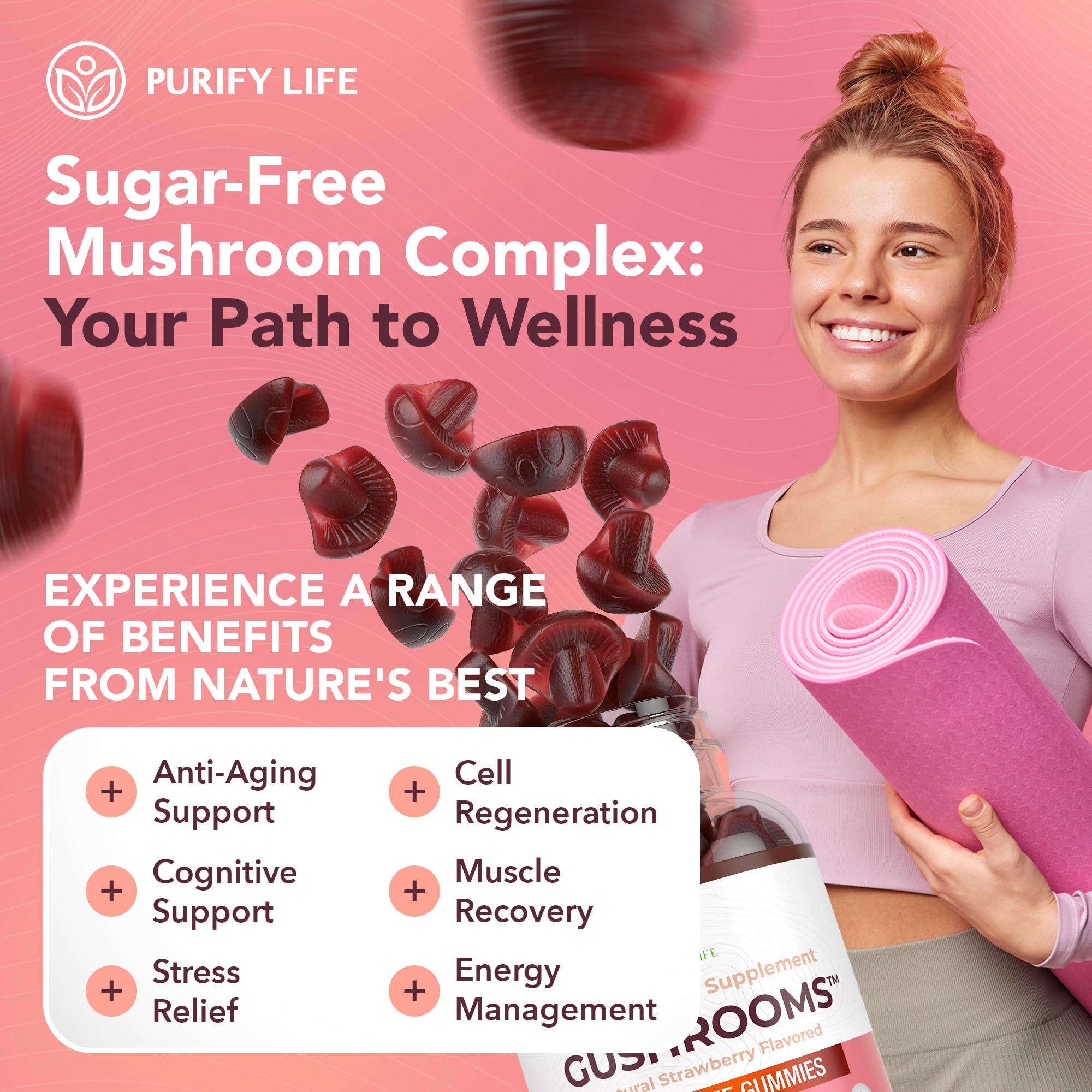 10-mushroom complex ingredients list including Maitake, Shiitake, Cordyceps