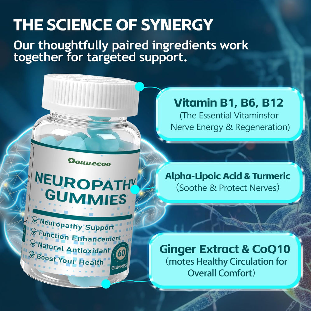 Box and bottle of Sugar Free Neuropathy Support Gummies