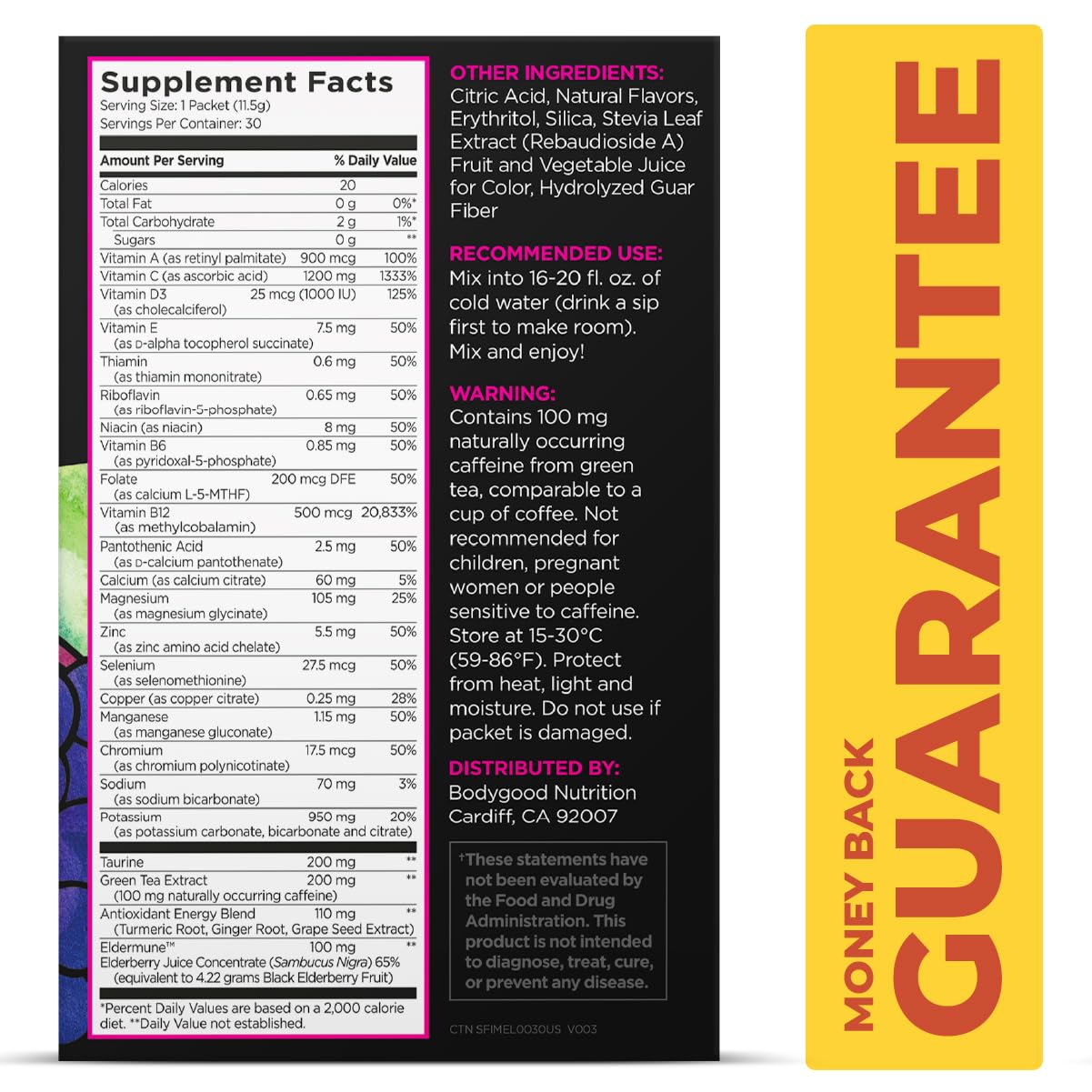 Graphic highlighting sugar-free, non-GMO, dairy-free formula