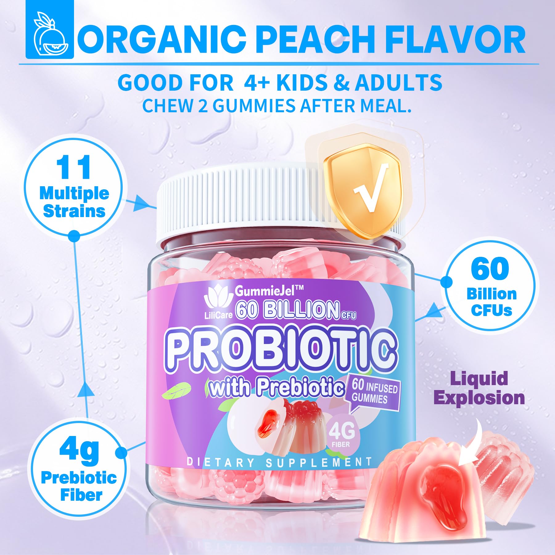 Graphic showing 60B CFU and 11 probiotic strains