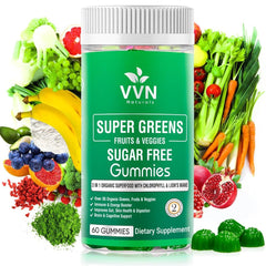 Sugar-free real organic fruits gummies bottle labeled 60 vegan gummies