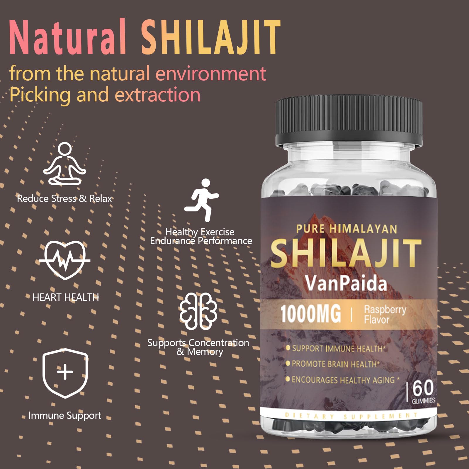 Close-up of sugar-free shilajit gummies texture