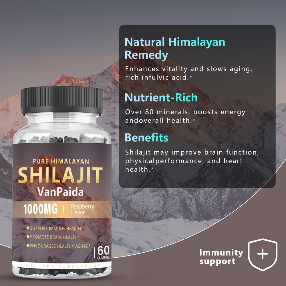 Shilajit gummies with raspberry flavor and gloss