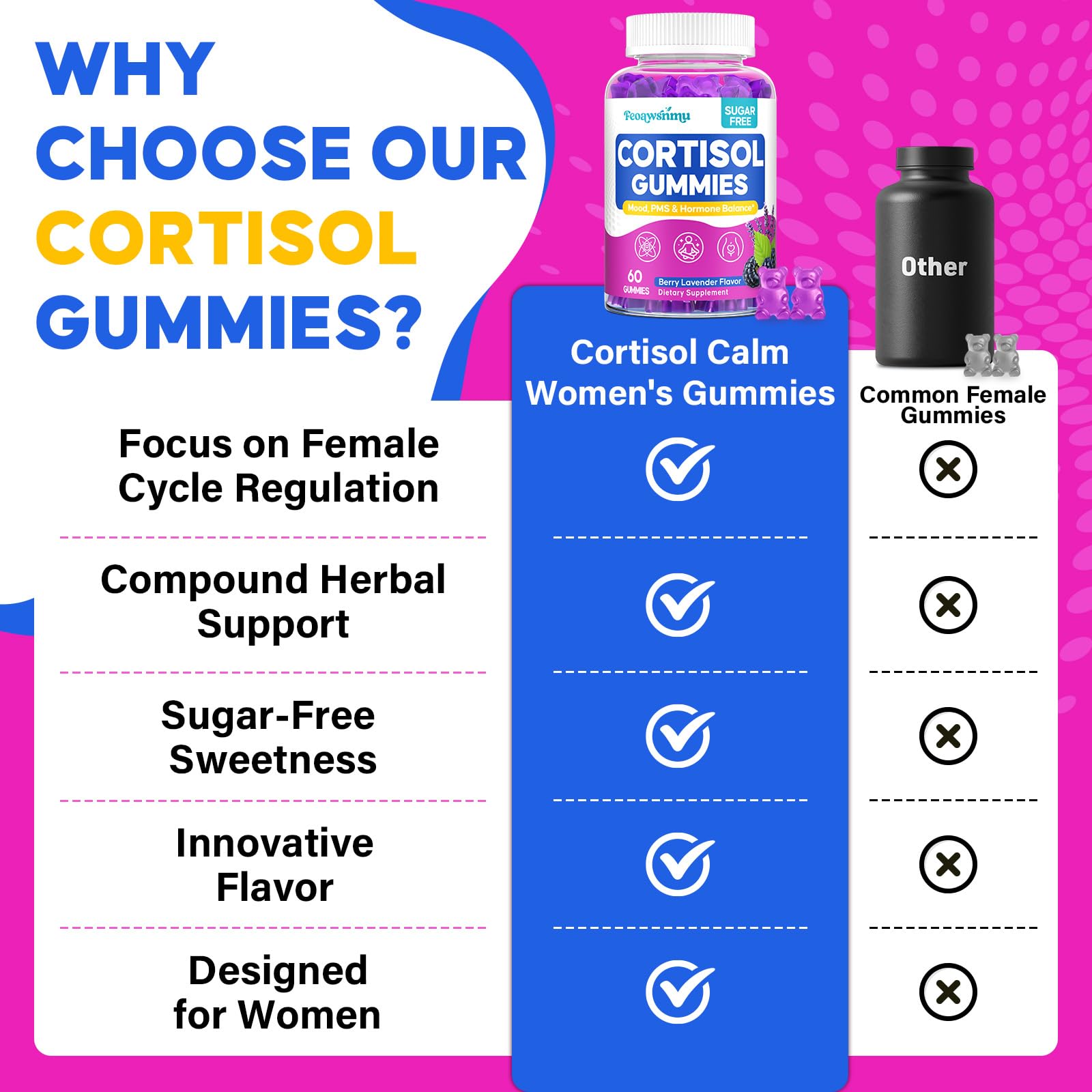 Sugar-free vegan cortisol gummies for women