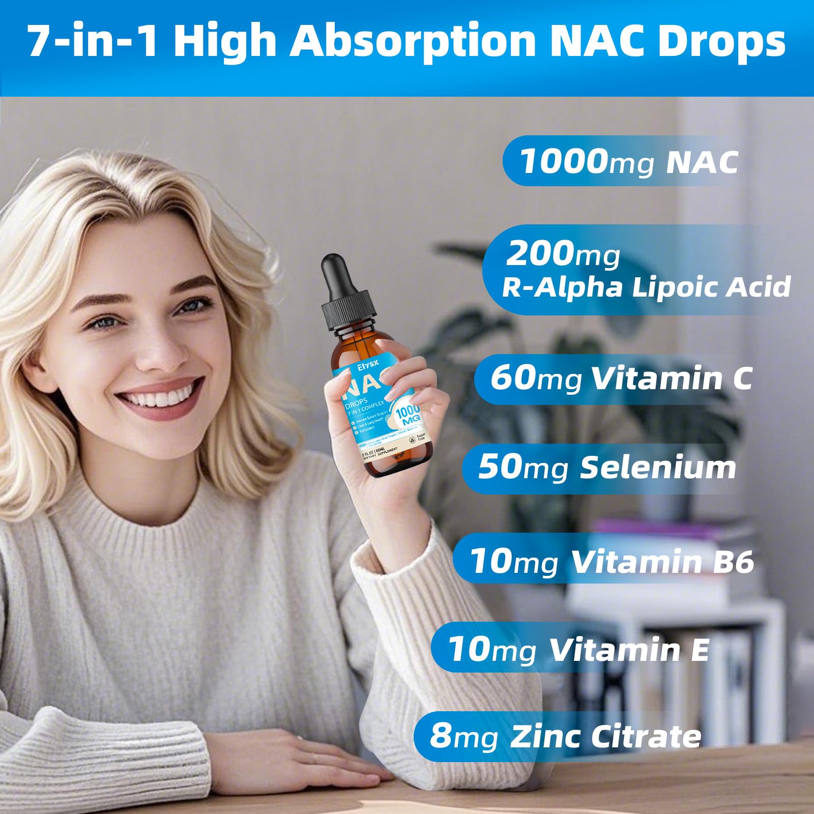 Sugar-free vegan gluten-free NAC drops label