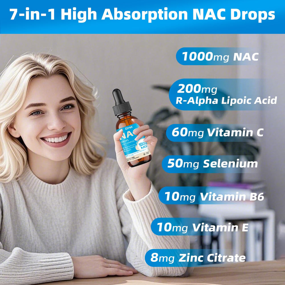 Sugar-free vegan gluten-free NAC drops label