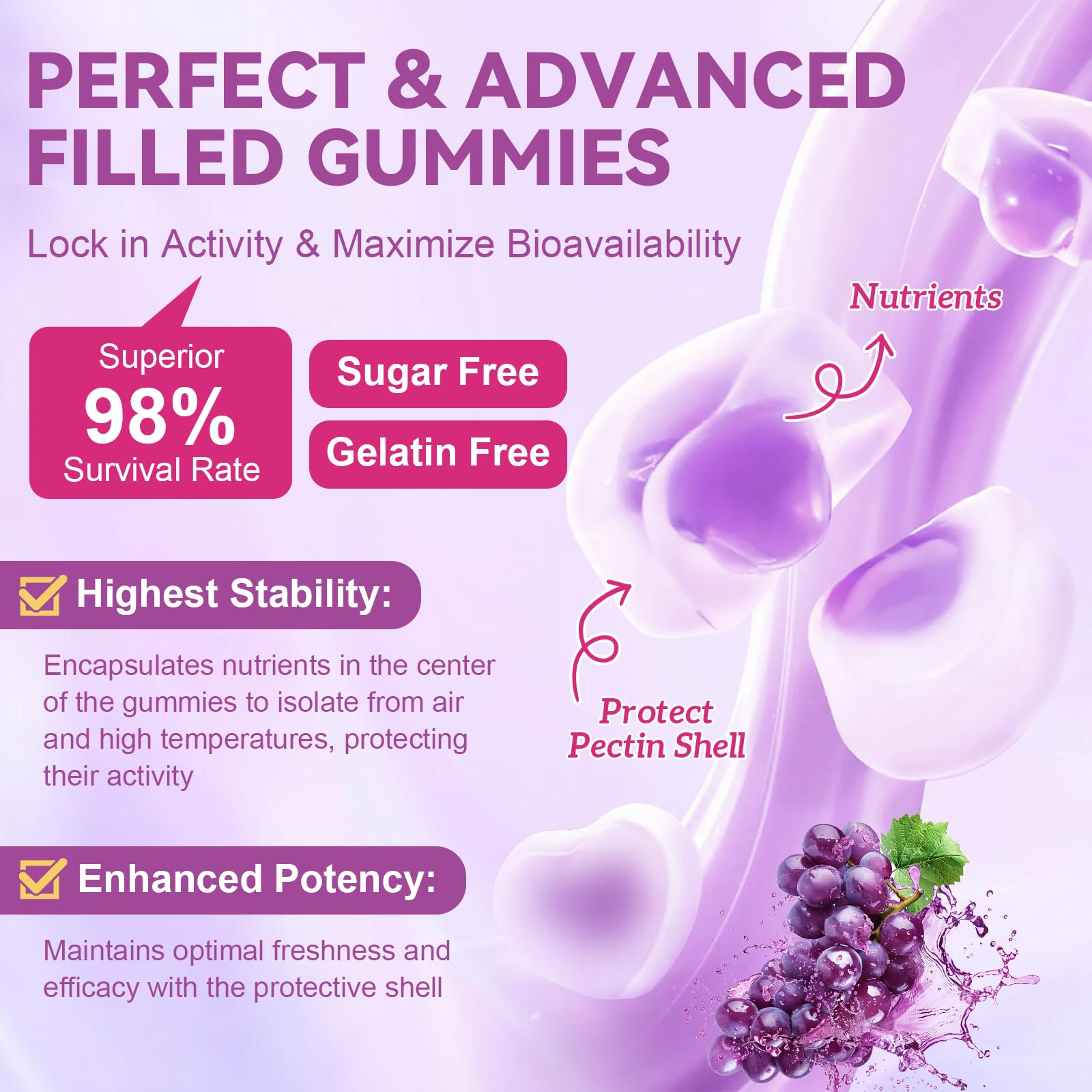 Bottle of sugar-free vegan grape gummies