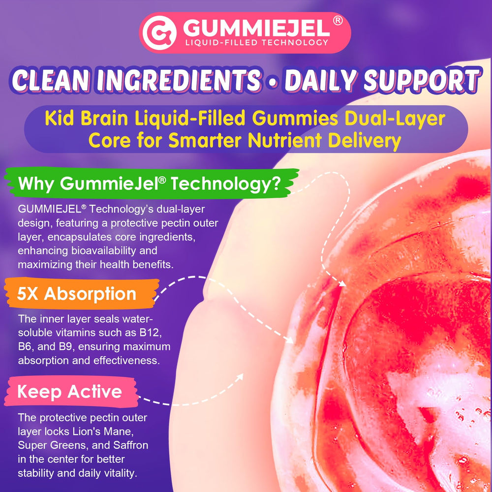 Sugar-free and vegan label on Kids Brain Gummies packaging