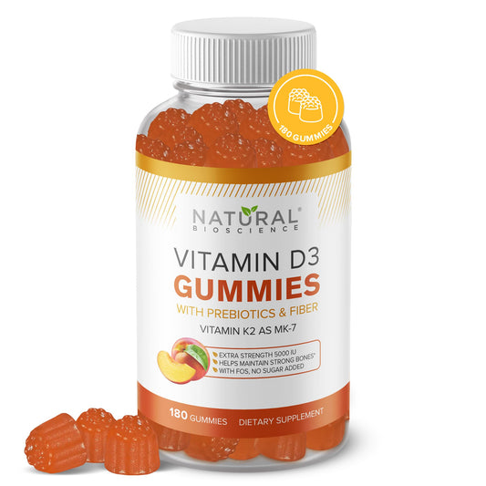 Sugar Free Vitamin D3 K2 Gummies bottle with peach flavor