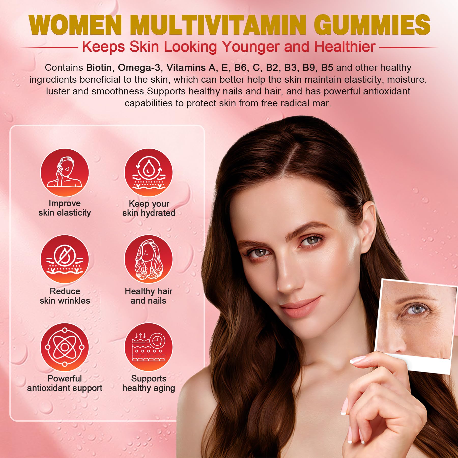 Gummies with omega-3 and antioxidant blend emphasis