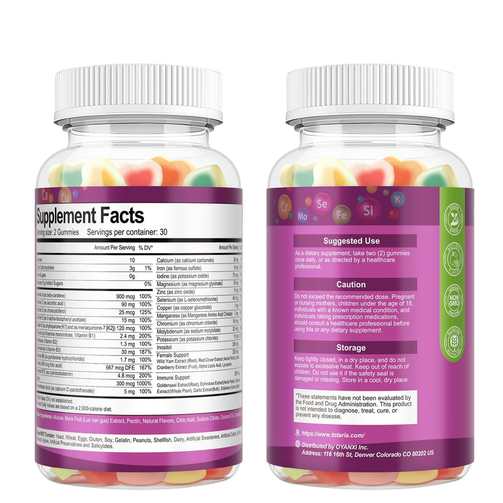 Nutrition facts panel on back label of bottle