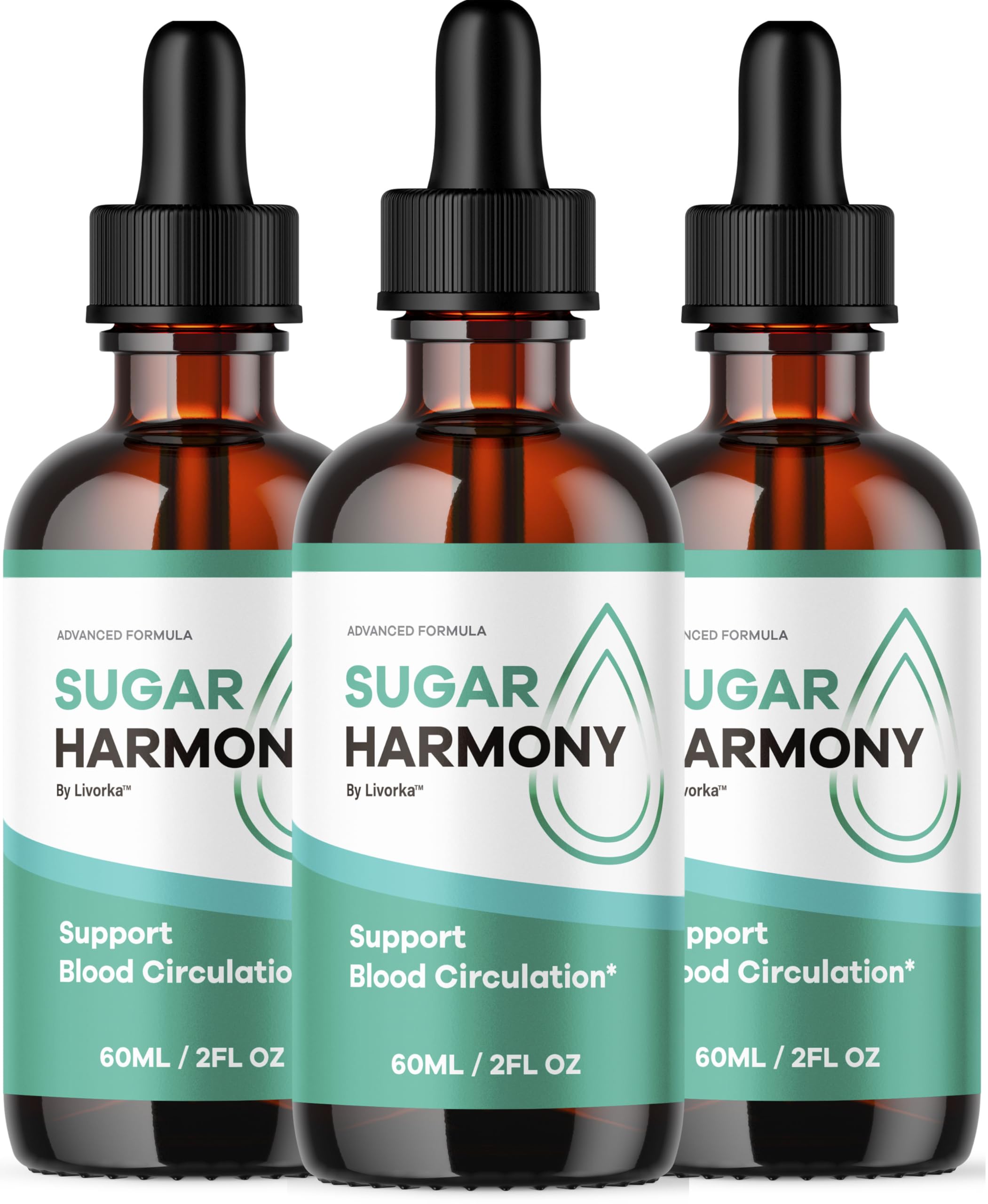 Front view of Sugar Harmony Drops 3-pack packaging