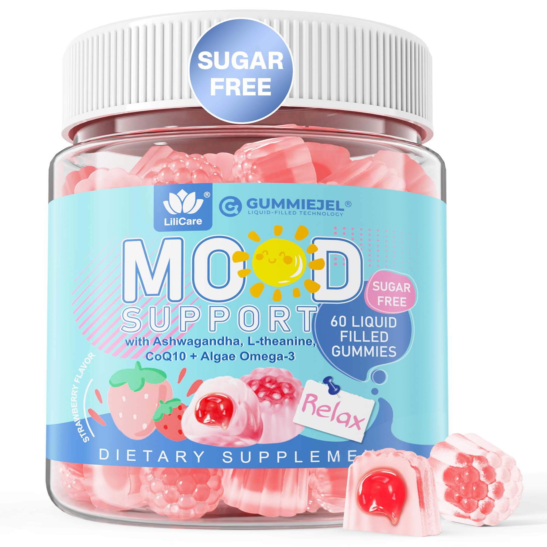 Sugar Free Ashwagandha Calm Gummies bottle on white background
