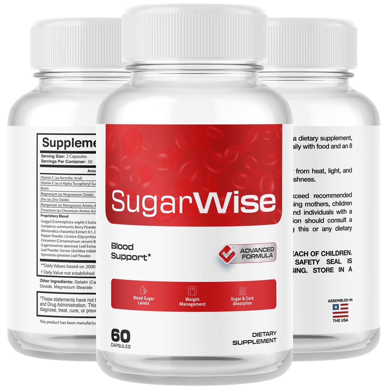 SugarWise 120 capsules count label