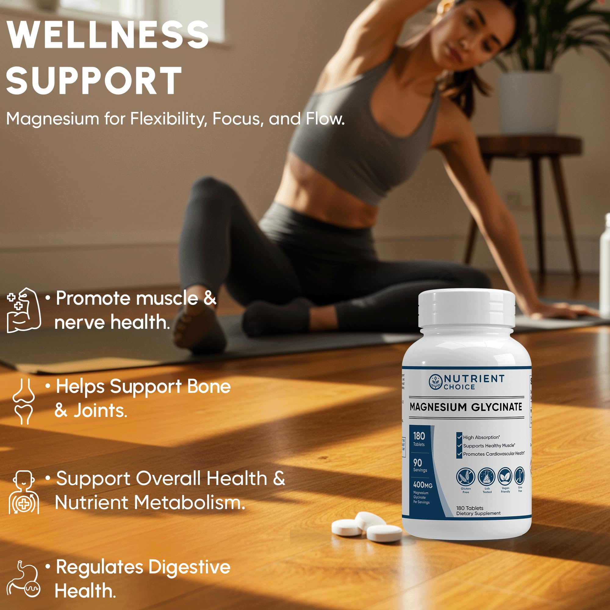 Two tablets per day suggested use for magnesium glycinate