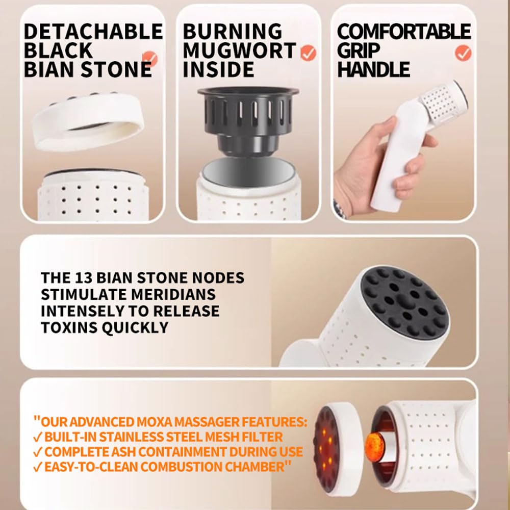 Stone massage stick with mugwort sticks and instruction manual