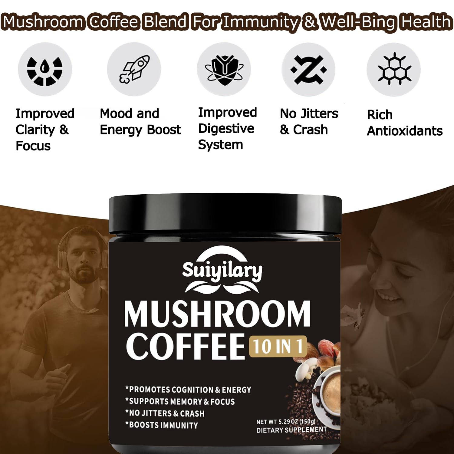 150g package of Suiyilary mushroom coffee
