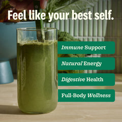 Suja Organic Greens Powder in a morning smoothie for sustained energy