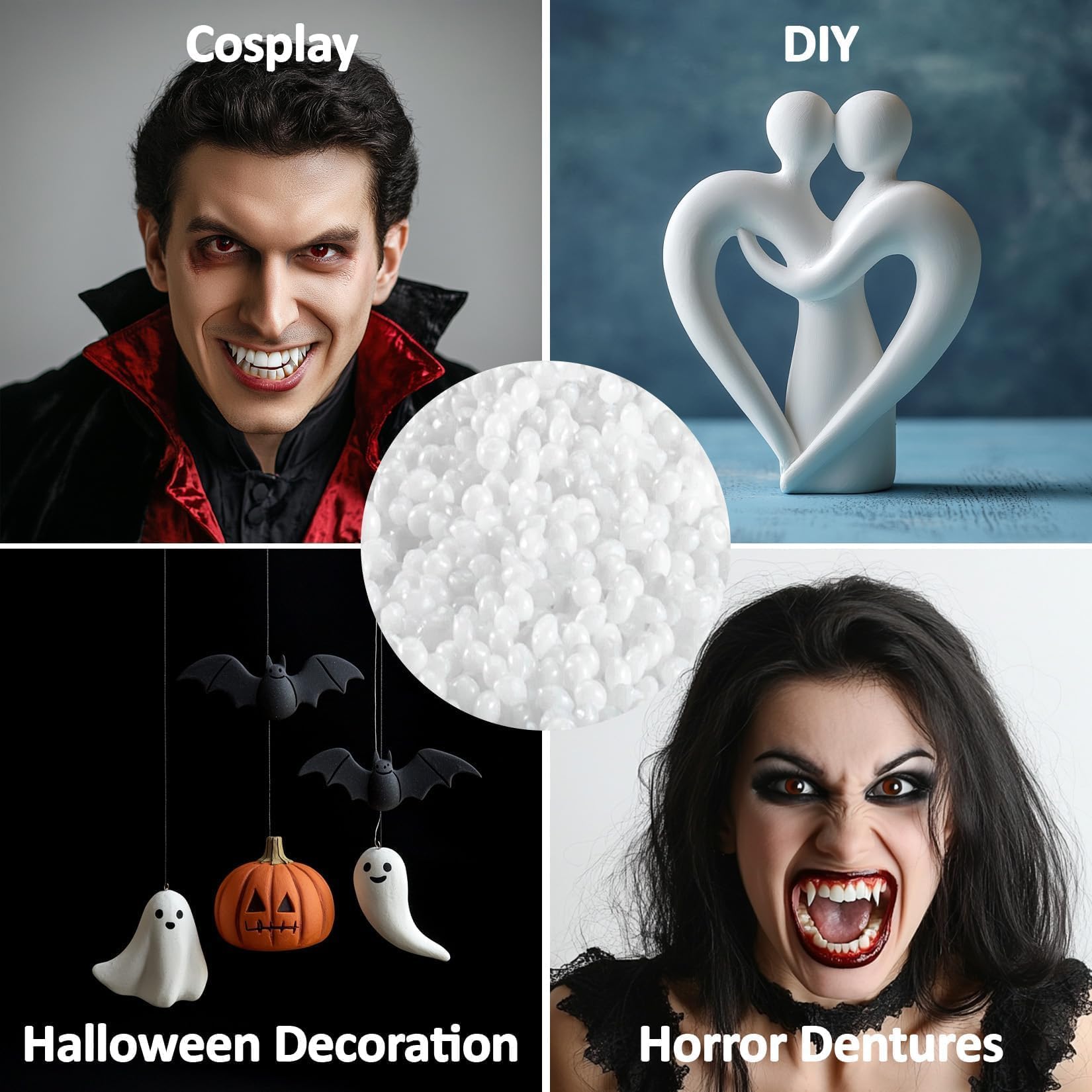 Vampire teeth fangs crafted from moldable beads