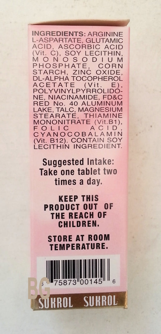 Sukrol Vigor Mujer bottle close-up with 30 tablets