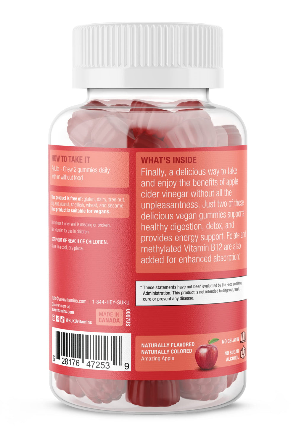 Close-up of SUKU Appley Ever After Gummies label