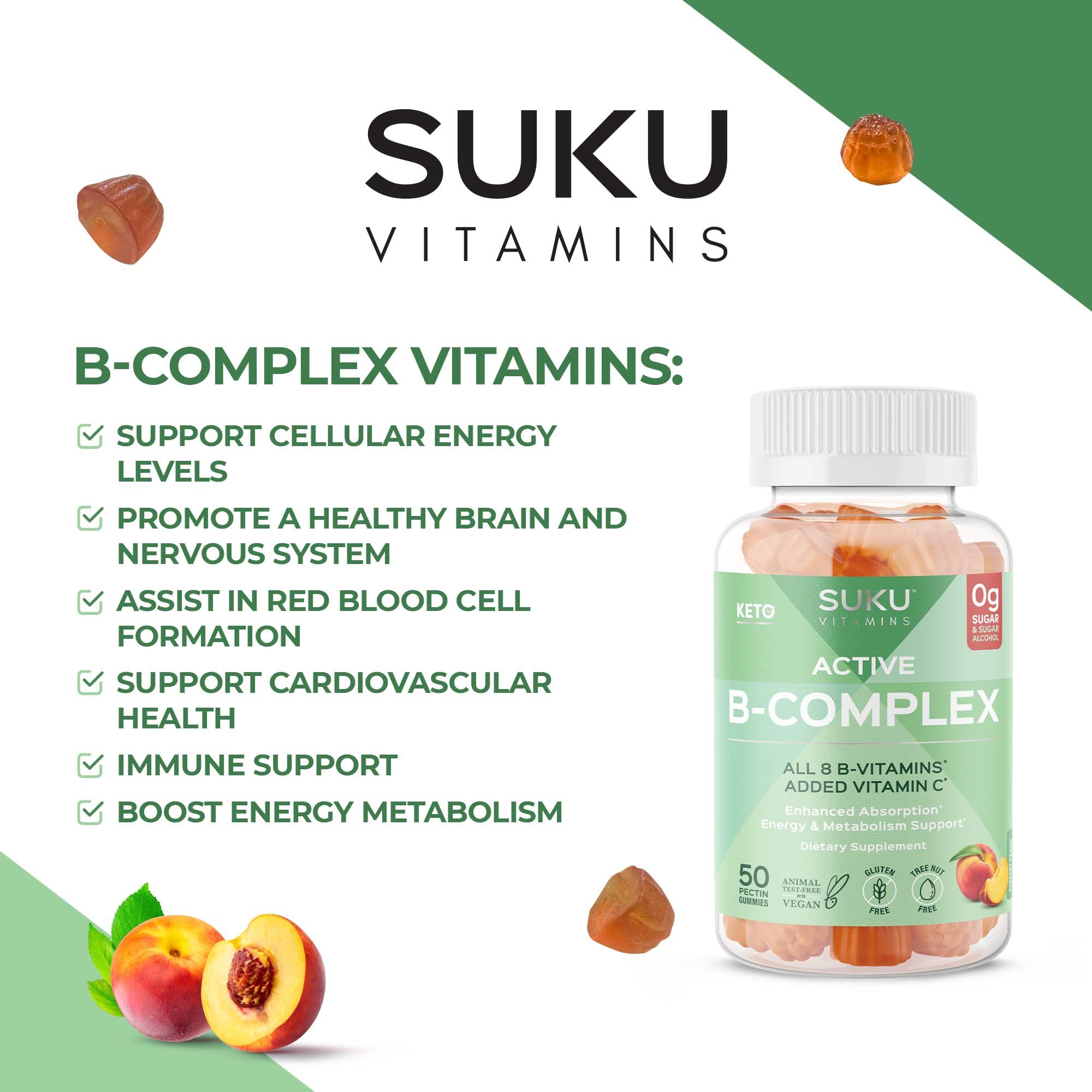 Sugar-free and keto-friendly label on SUKU B Complex Gummies