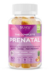 SUKU Prenatal Multivitamin Gummies packaging featuring Pineapple Peach flavor