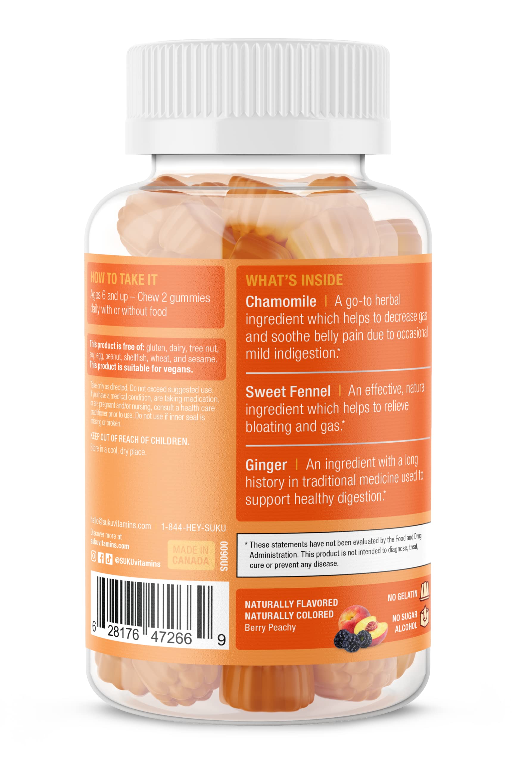 Ingredients panel of SUKU Vitamins Debloat