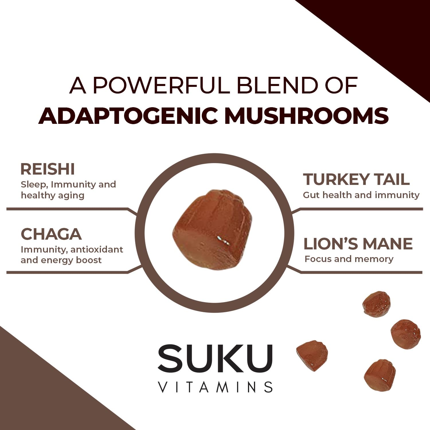 Easy-to-chew mushroom vitamin gummies