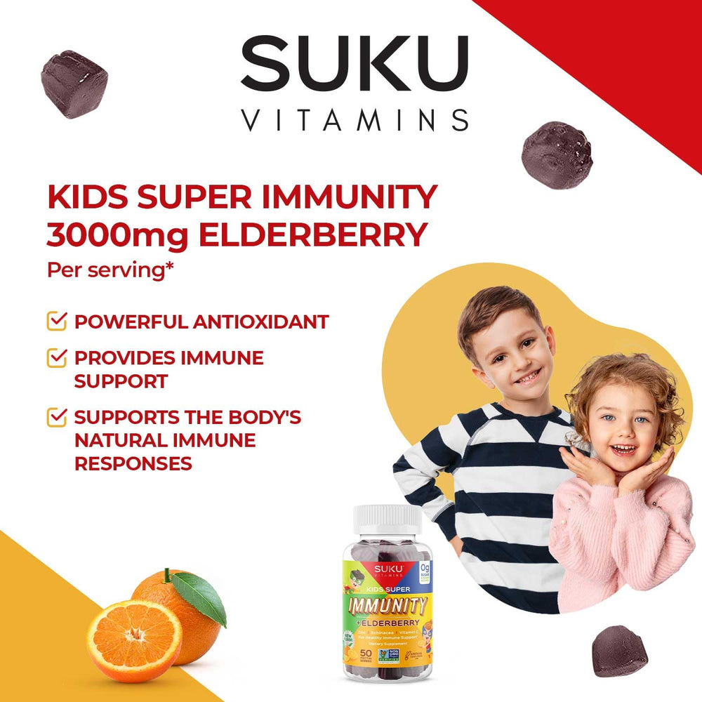 Close-up of elderberry, echinacea, vitamin A and zinc in the gummies