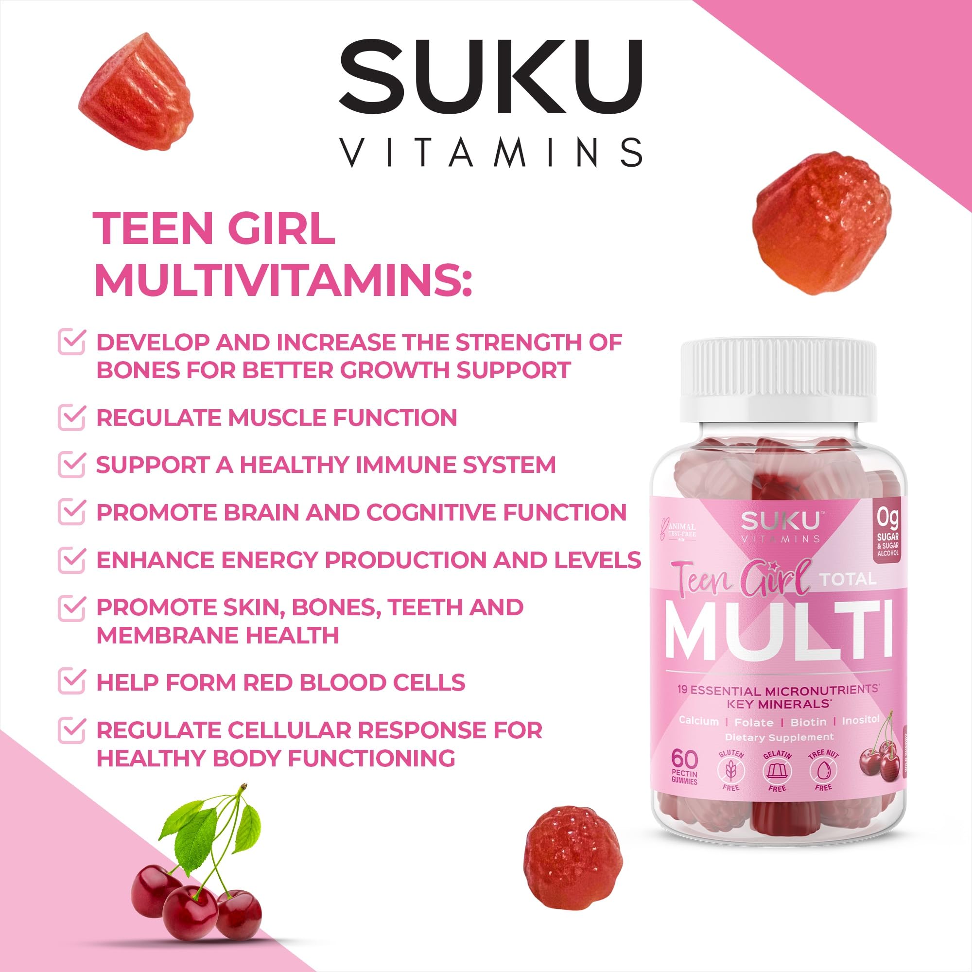 Label highlighting Vitamin D3 and K2 in SUKU gummies