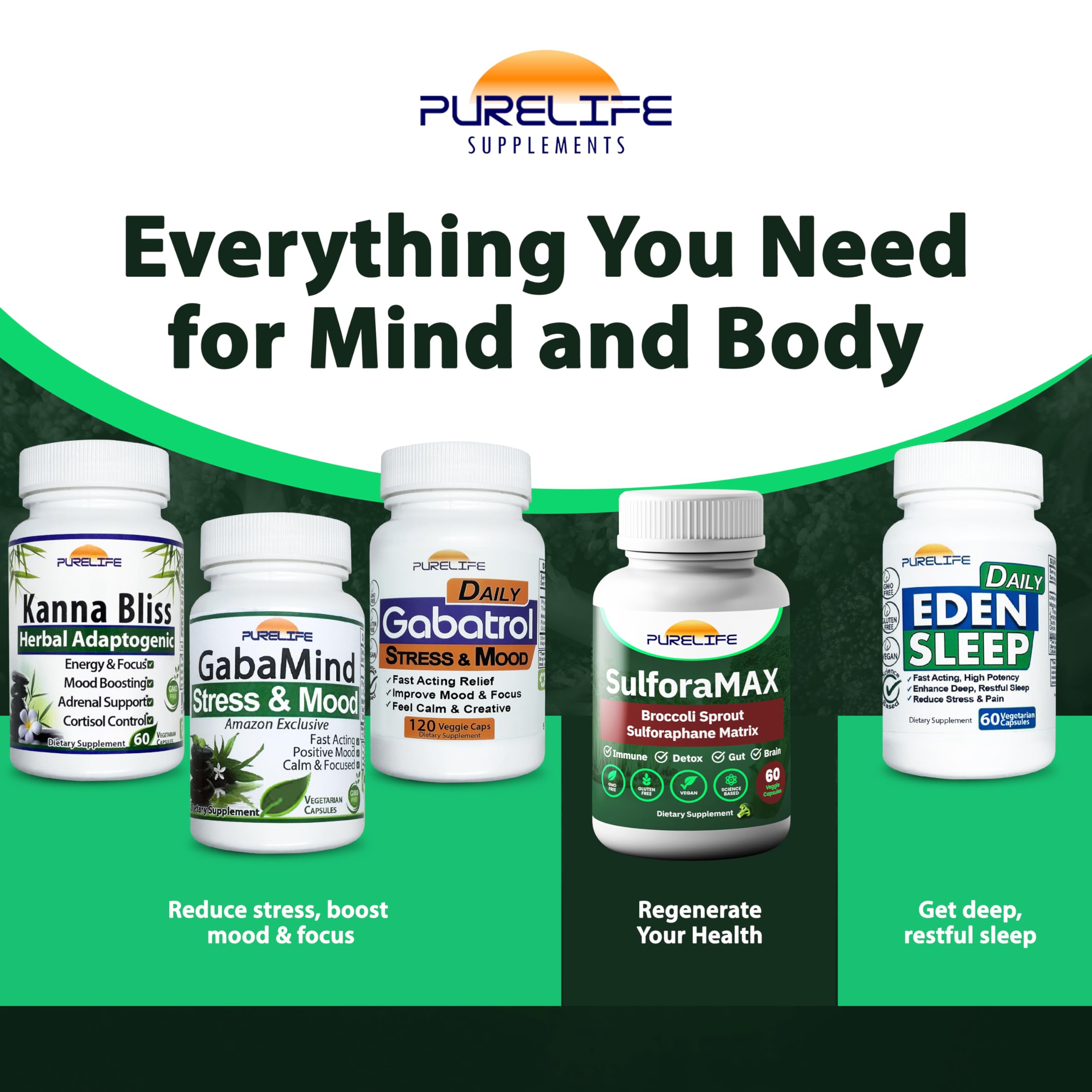 Visual of SulforaMAX ingredients: quercetin, hesperidin, pterostilbene, fisetin