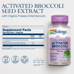 Supplement facts panel for SOLARAY Activated Broccoli Seed Extract