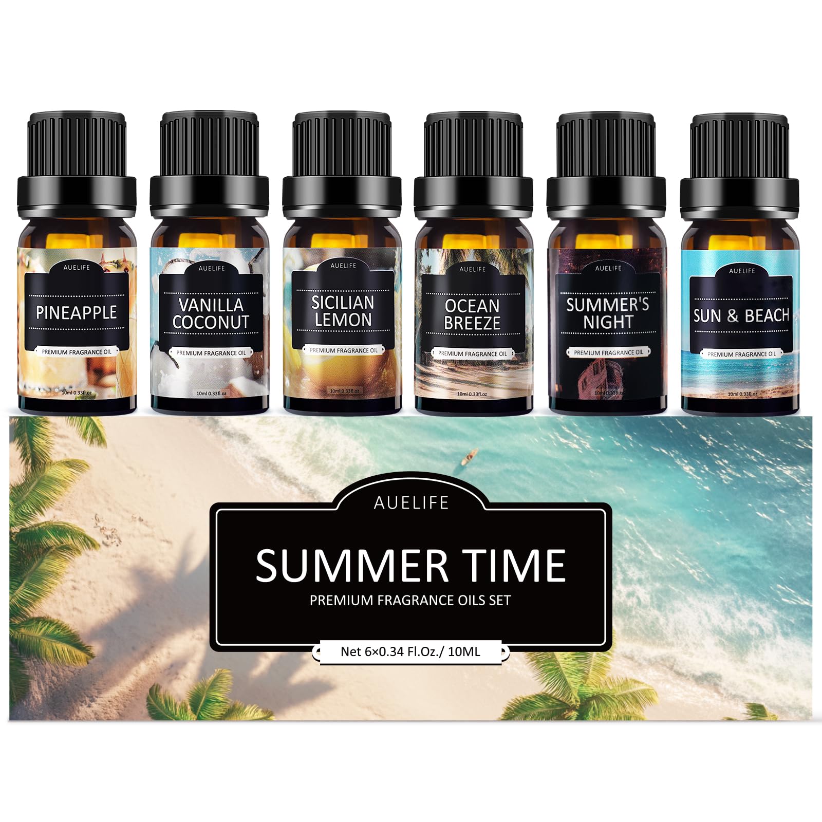 Coconut-scented essential oil bottle from Summer Essential Oils Set