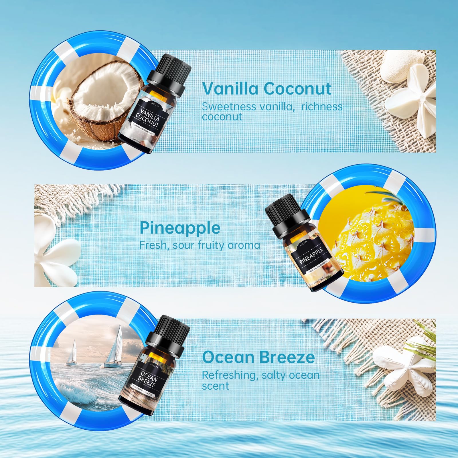 Pineapple-scented essential oil bottle from the set