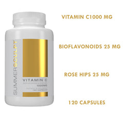 Close-up of Vitamin C 1000 mg capsules