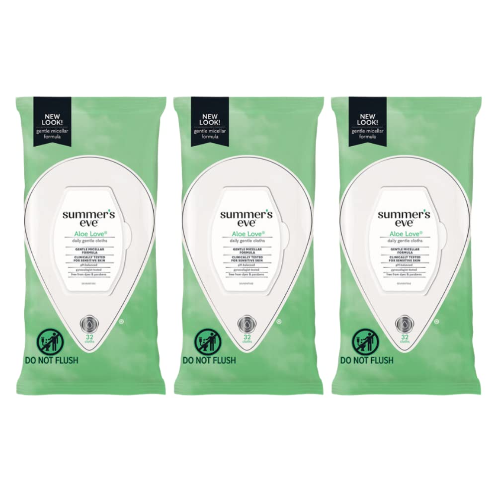 Summer's Eve Aloe Love Cleansing Cloths pack-3 for convenient daily cleansing