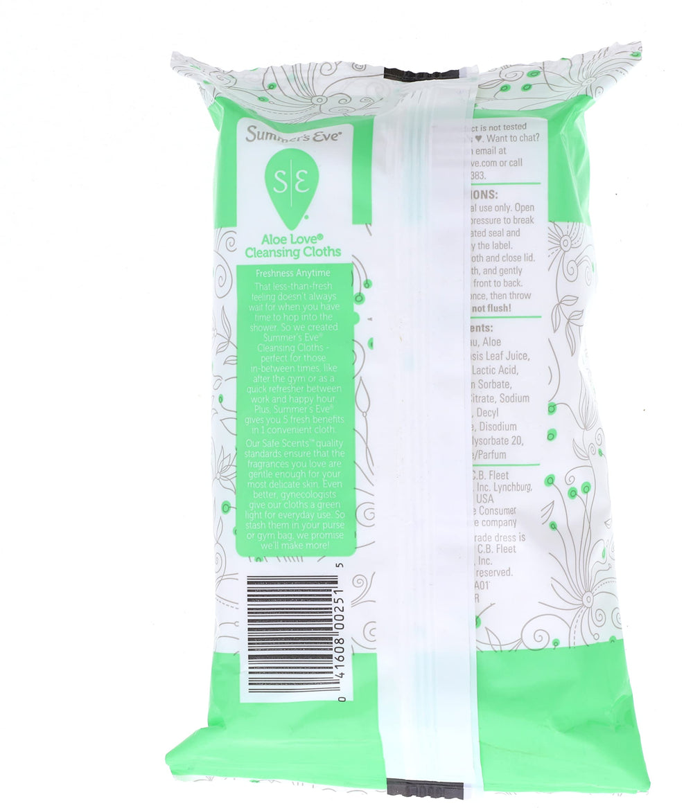 Summer's Eve Aloe Love wipes dye- and paraben-free for sensitive skin.