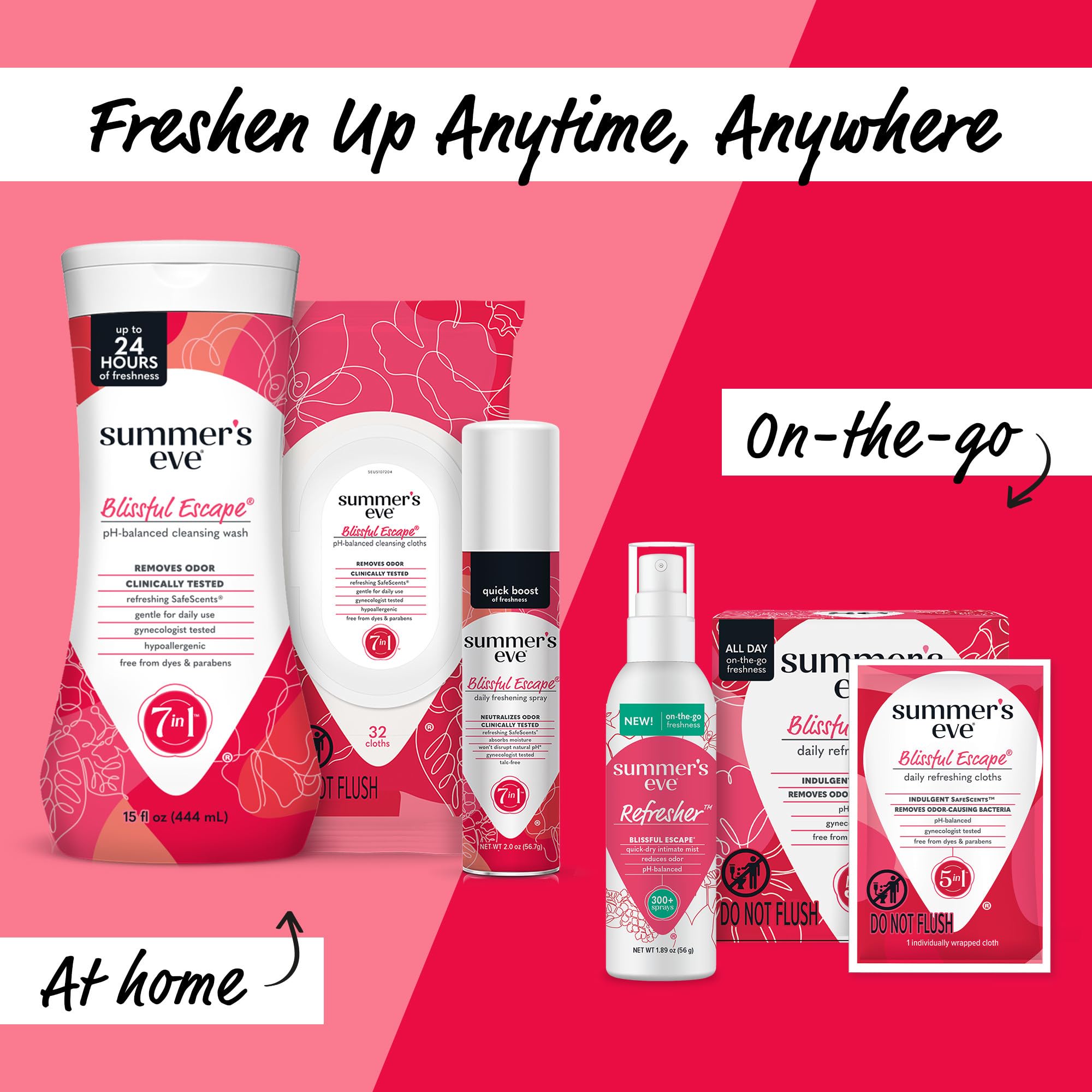 Summer's Eve Blissful Escape pack-3 shows long-lasting daily freshness.