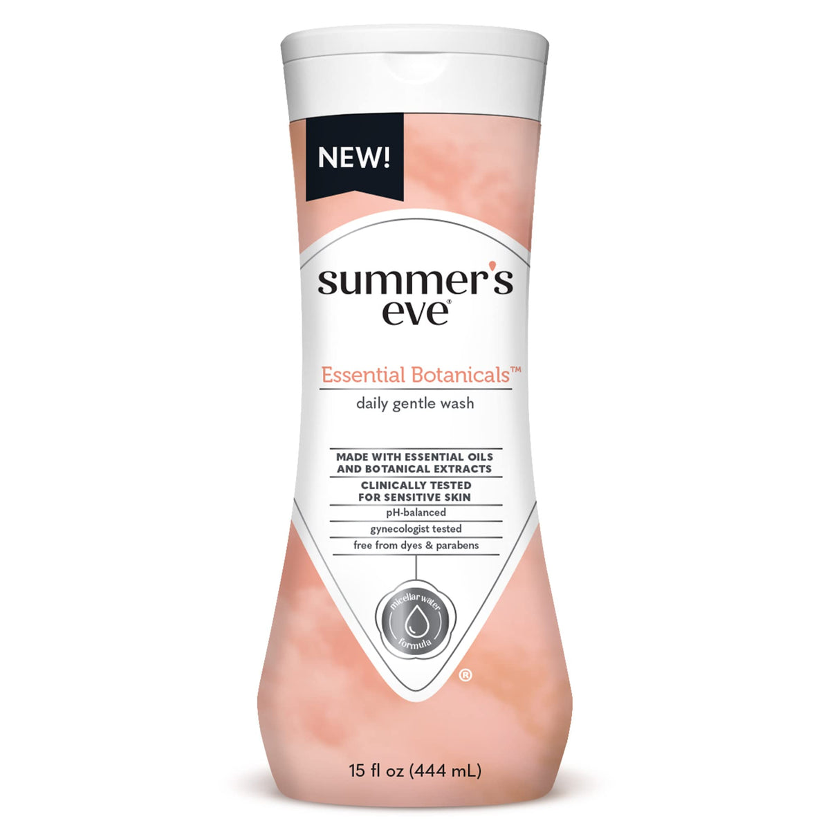 Summer's Eve Essential Botanicals orange oil bottle for a refreshing daily cleanse.