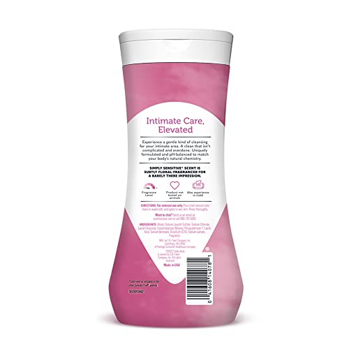 Summer's Eve Simply Sensitive bottle-closeup highlighting micellar cleansing for delicate areas