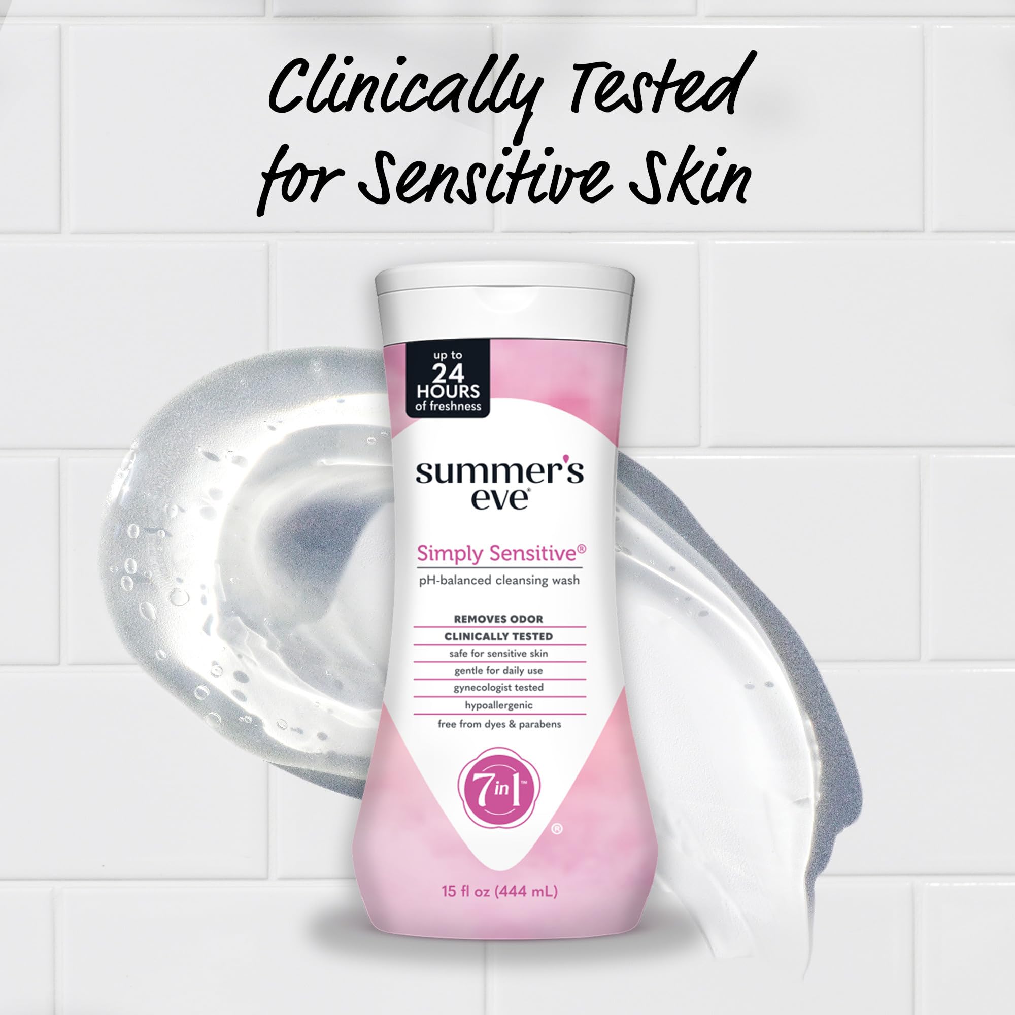 Summer's Eve Simply Sensitive label-dyes-free signals safe, gentle formula for sensitive skin