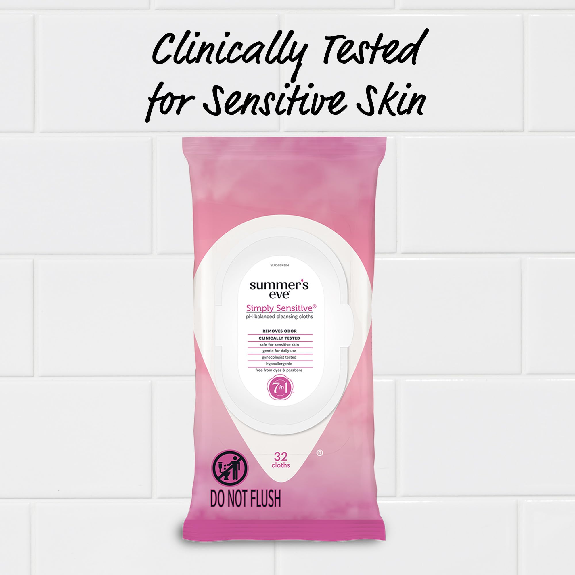 Summer's Eve Simply Sensitive micellar-cleanse focus shows gentle removal of odor-causing particles.
