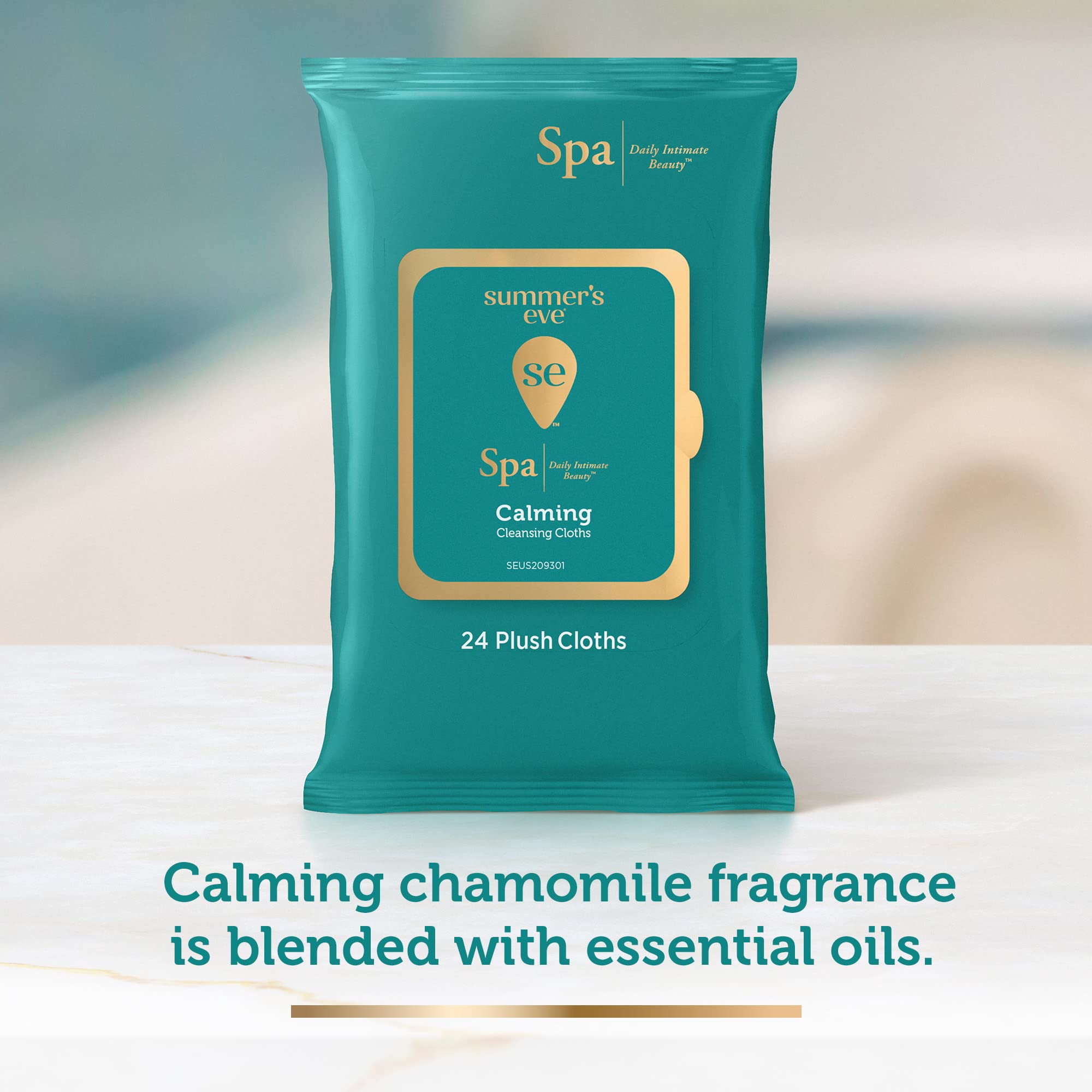 Summer's Eve Spa Calming Chamomile wipes quilted texture elevates daily intimate care